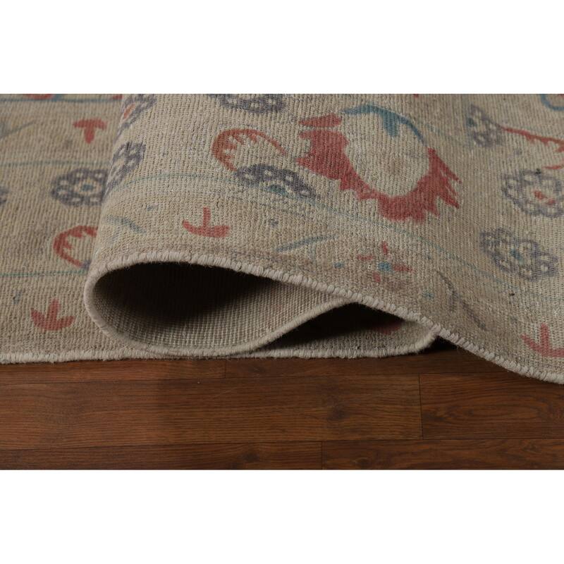 Medallion Tabriz Persian Area Rug Hand-Knotted Beige Wool Carpet - 9'2"x 12'8"