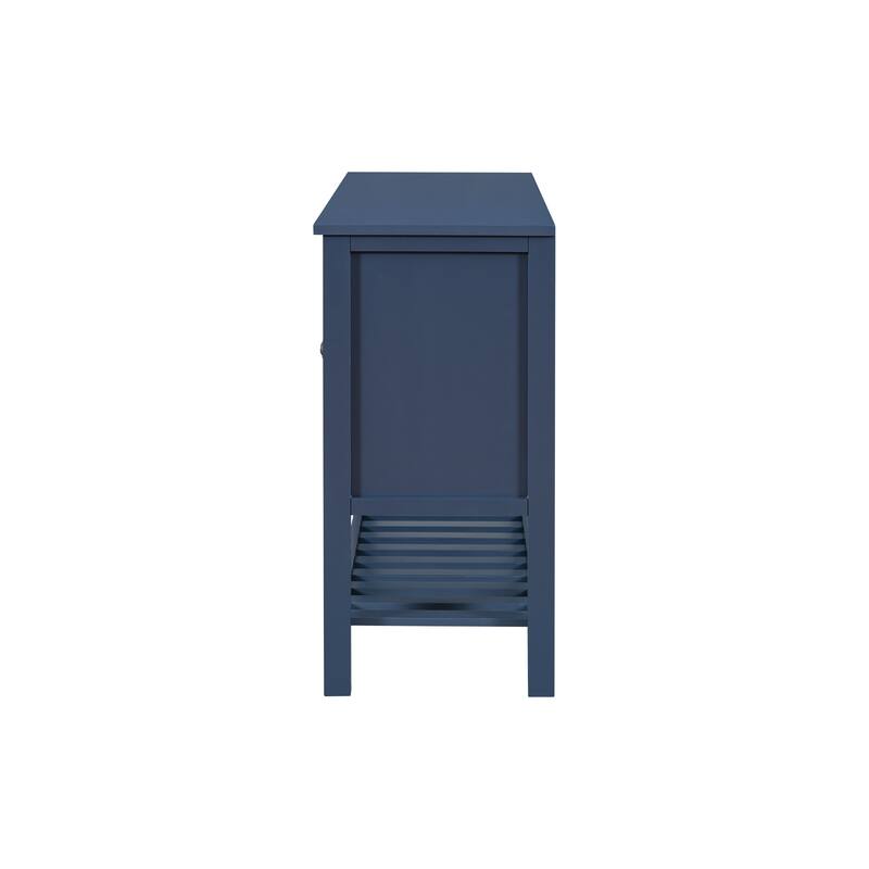 59.8" Storage Console Tables with 4 Doors and Bottom Shelf, Farmhouse Entryway Table Sofa Table with Rubber Wood Legs