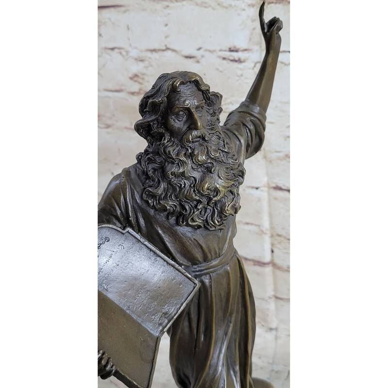 Hot Cast Bronze Sculpture Biblical Moses Ten Commandment Home Decoration Gift