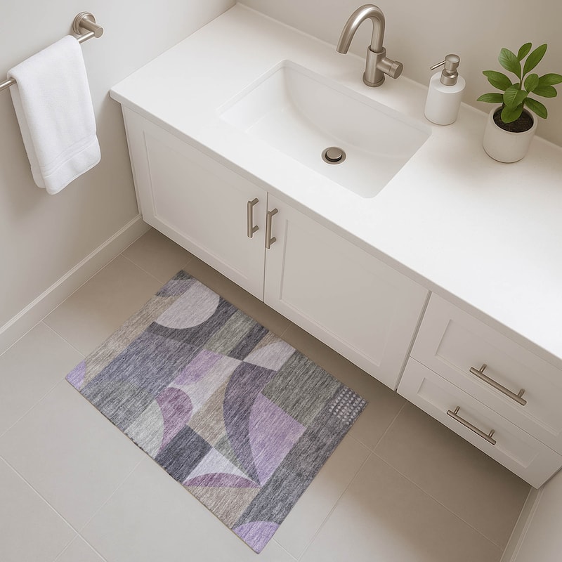 Premium Washable Super Soft Abstract Geo Mayfield Rug - Purple - 1'8" x 2'6"