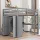 preview thumbnail 2 of 15, Full Size Wood Loft Bed with Built-in Wardrobe, Desk, Storage Shelves, and Drawers