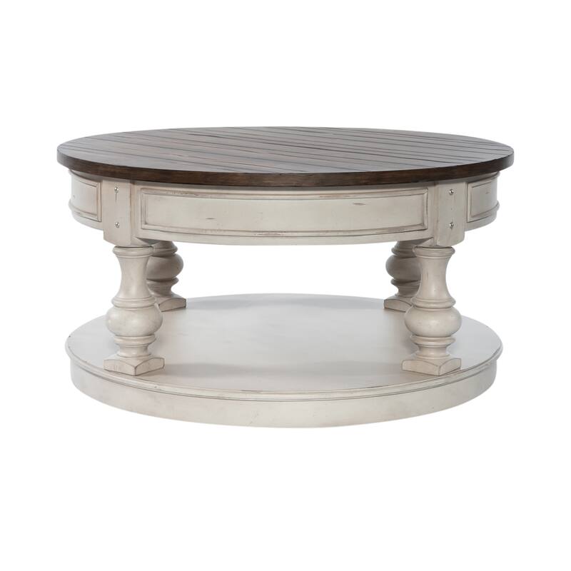 Creek Antique White and Tobacco Round Cocktail Table On Sale