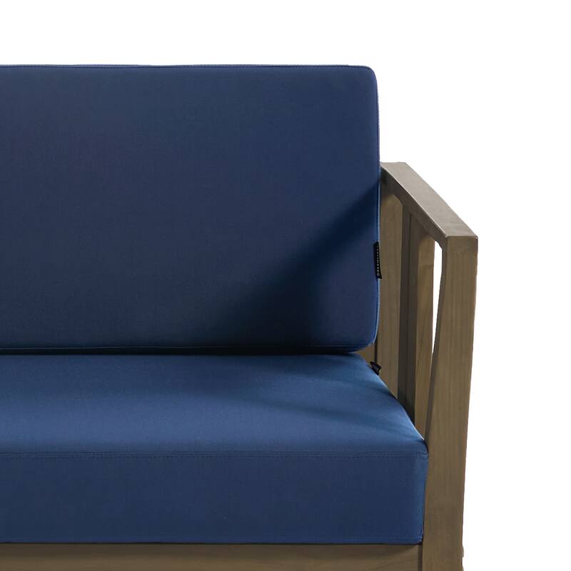 Casual 53"W Outdoor Patio Loveseat Set In Solid Teak Wood with Cushion