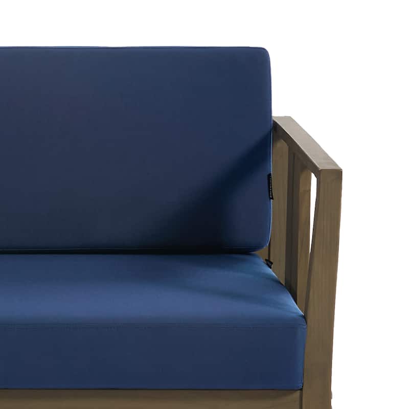 Casual Teak Wood Outdoor Patio Loveseat with Cushions