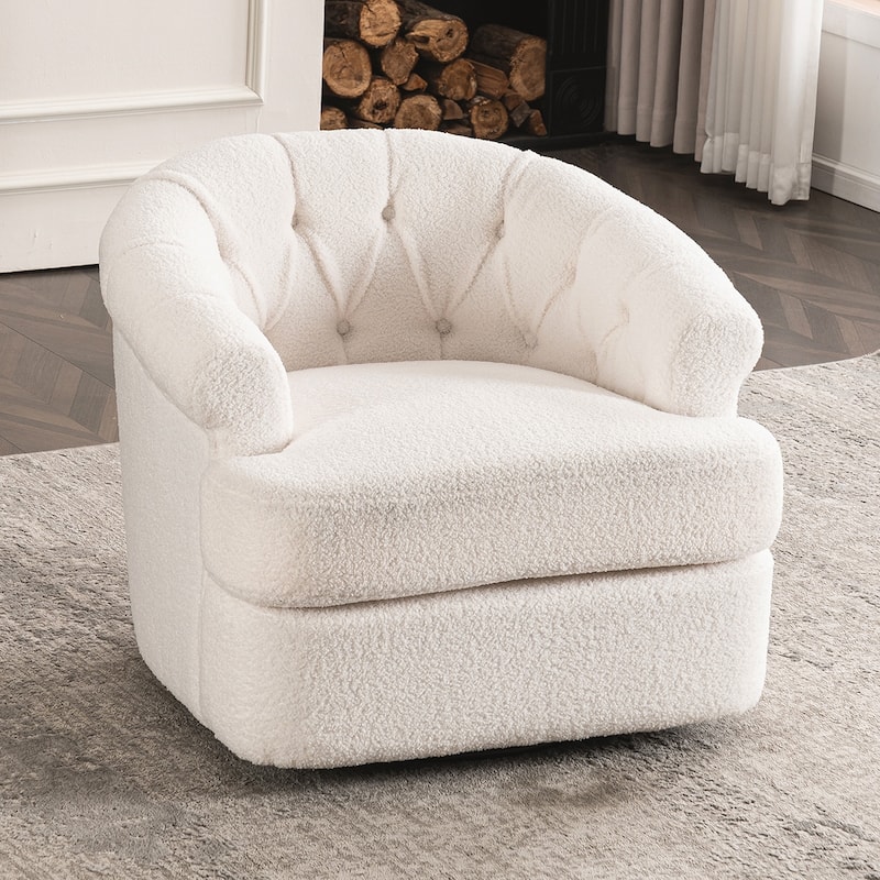Teddy Velvet Swivel Chair with Ottoman