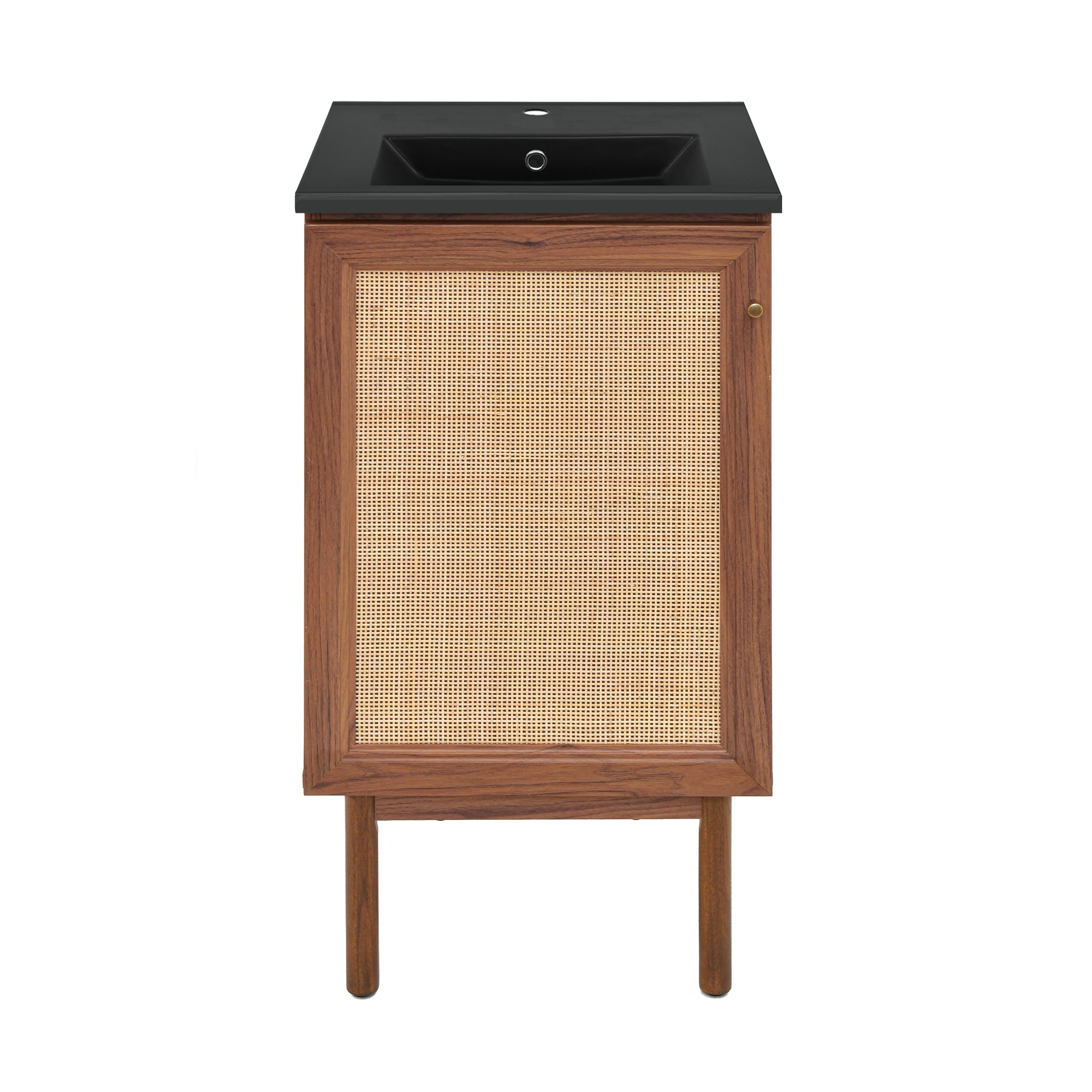Classe 18 In. Brown Oak Bathroom Vanity With Black Ceramic Sink Top