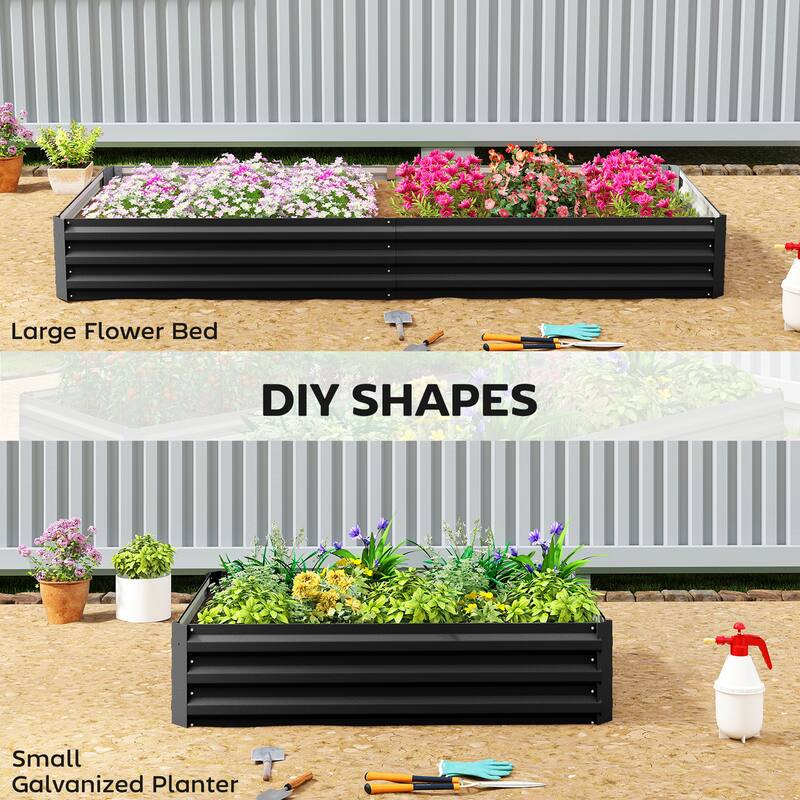 Outsunny Galvanized Raised Garden Bed, 8' x 3' x 1' Metal Planter Box, for Growing Vegetables, Flowers, Herbs, Succulents