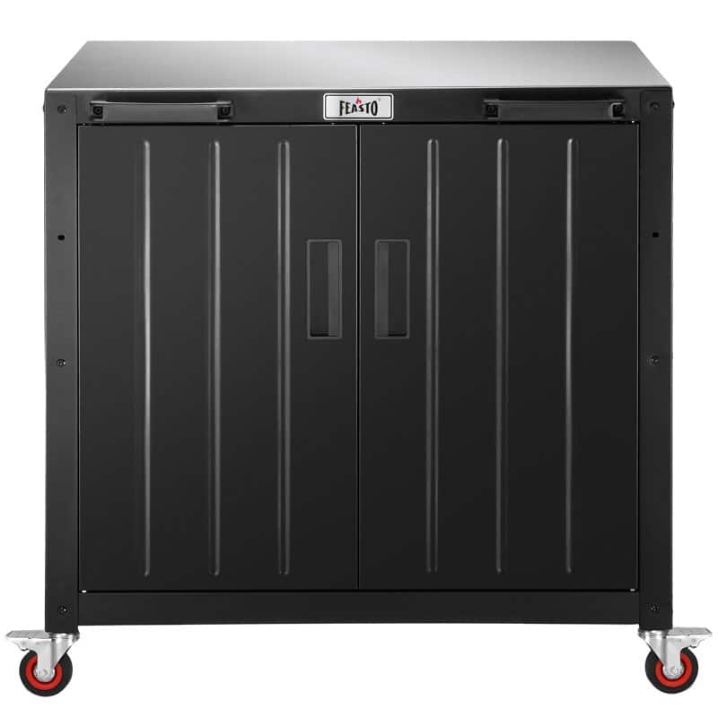 Feasto KT2435C 304 Stainless Steel Table Food Prep Grill Cart Table with Storage Cabinet