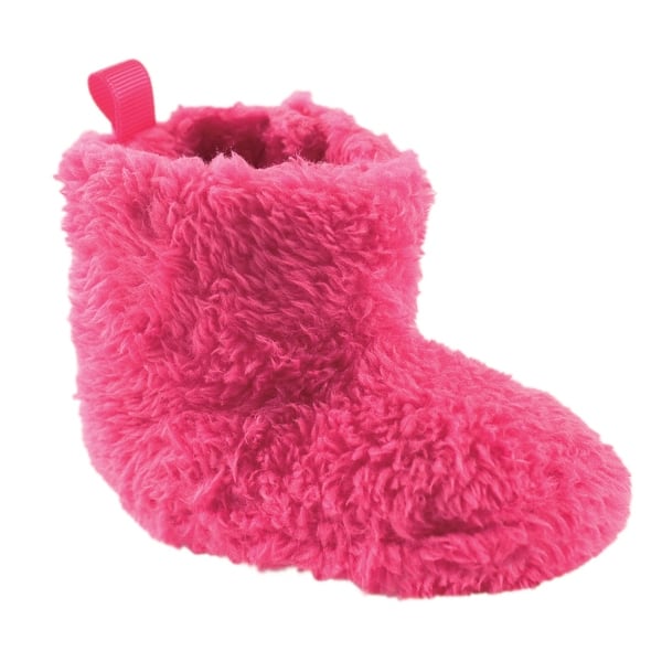 slide 1 of 1, Luvable Friends Baby Girl Crib Shoes, Pink Faux Shearling, 6-12 Months - Pink Sherpa 6-12 Months - Pink Sherpa