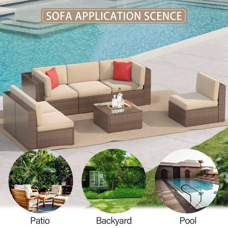 7PCS Outdoor Sectional Sofa Set