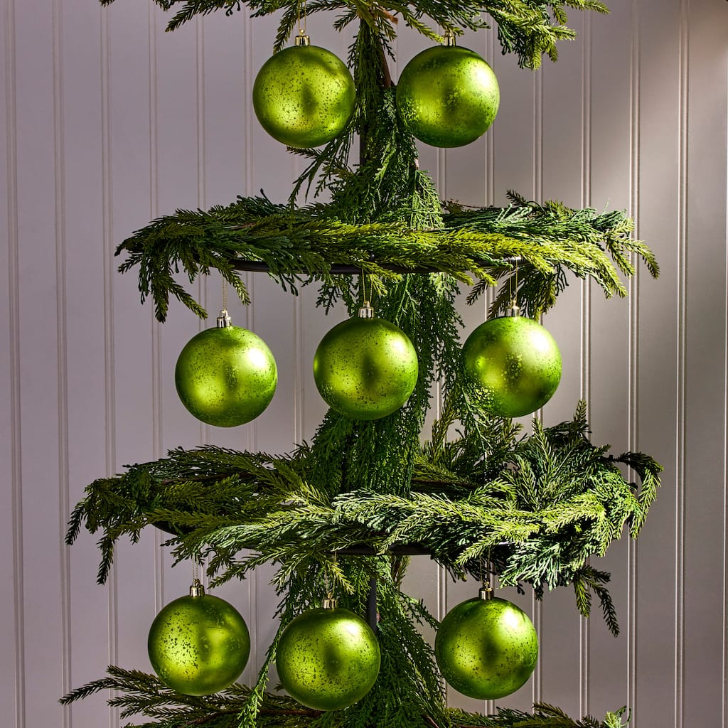 100mm Shatterproof Plastic Matt Mercury Ball Ornament Set of 2