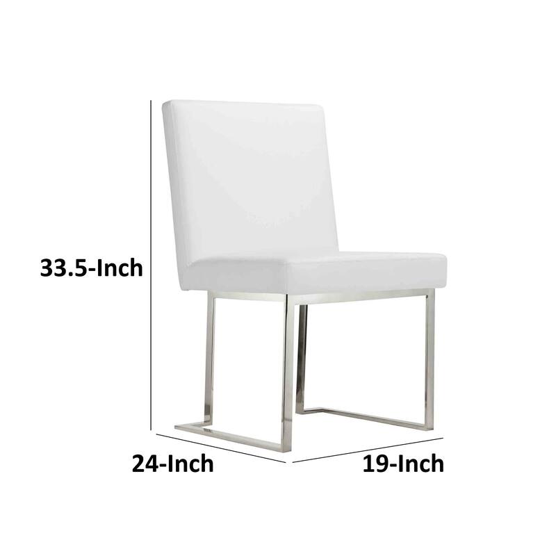 Boly 19 Inch Side Dining Chair Set of 2, Chrome Cantilever Steel Base White