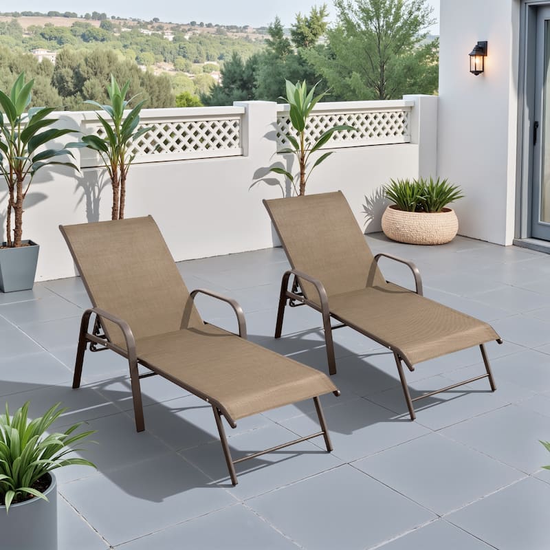 Pellebant 2/4PCS Outdoor Lounge Chair Aluminum with Adjustable Backrest