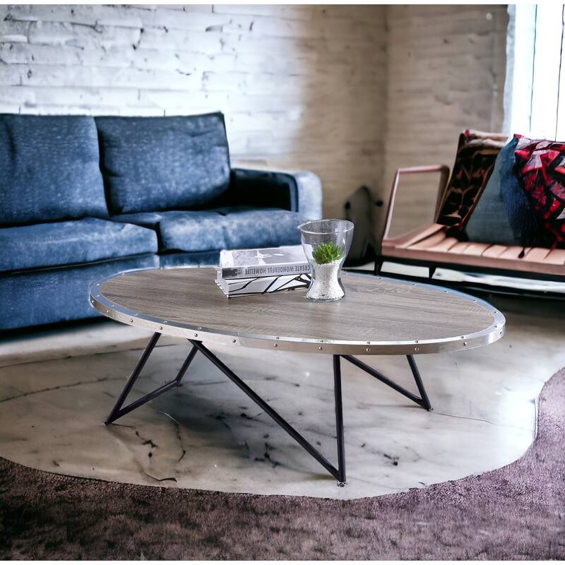 Charming Rustic Wooden & Metal Coffee Table for Stylish Living Spaces - Black