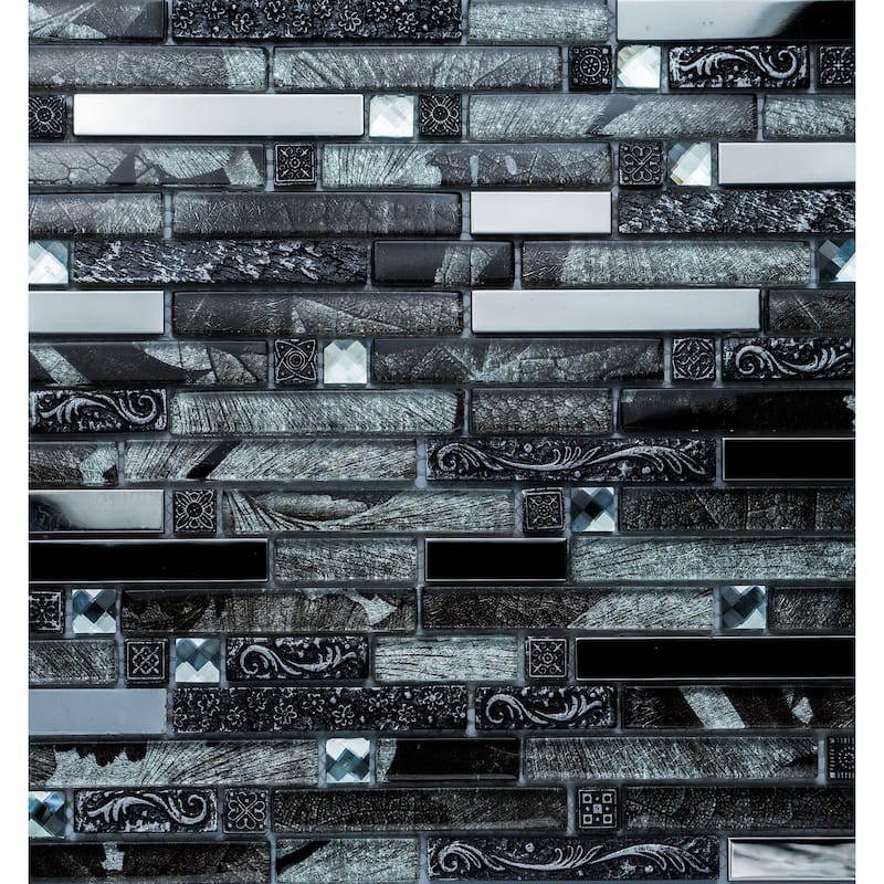 Victory Brick 1x3 Glass Linear Mosaic Tile - Wall, Backsplash - 4 x 4 Sample - Diamond Dream
