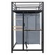preview thumbnail 54 of 77, Twin/Full Size Loft Bed with Bulit-in Desk and LED Light, Metal Loft Bedframe with Wardrobe, Storage Shelves and Power Outlet