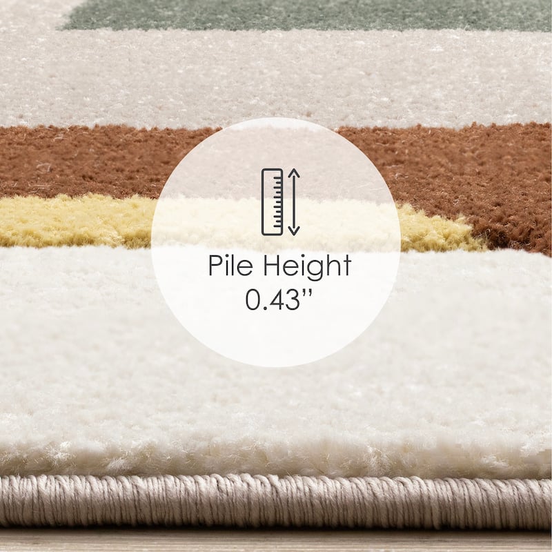 Green Yellow Brown White Blue Geometric High-Traffic Area Rug