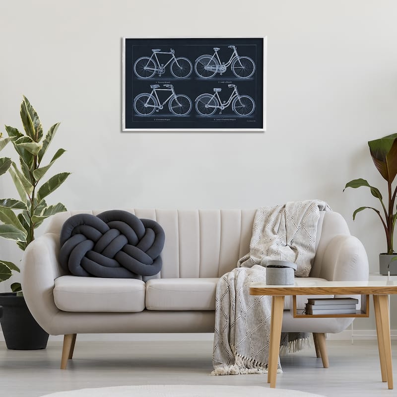 Stupell Traditional Bicycle Styles Diagram Framed Giclee Art Design By Phillipa Katz