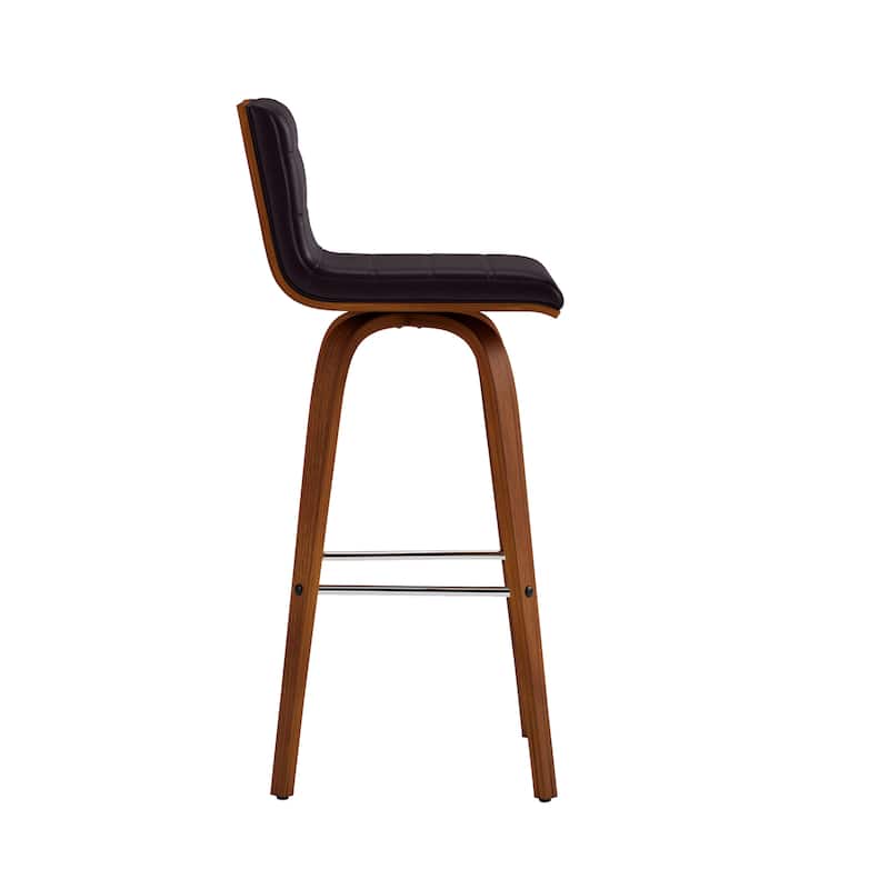 Skara Swivel Bar Stool, Upholstered Bar Height Chair with Bentwood Frame