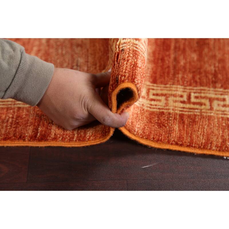 Orange Bordered Gabbeh Kashkoli Oriental Runner Rug Wool Hand-knotted - 2'7" x 9'1"