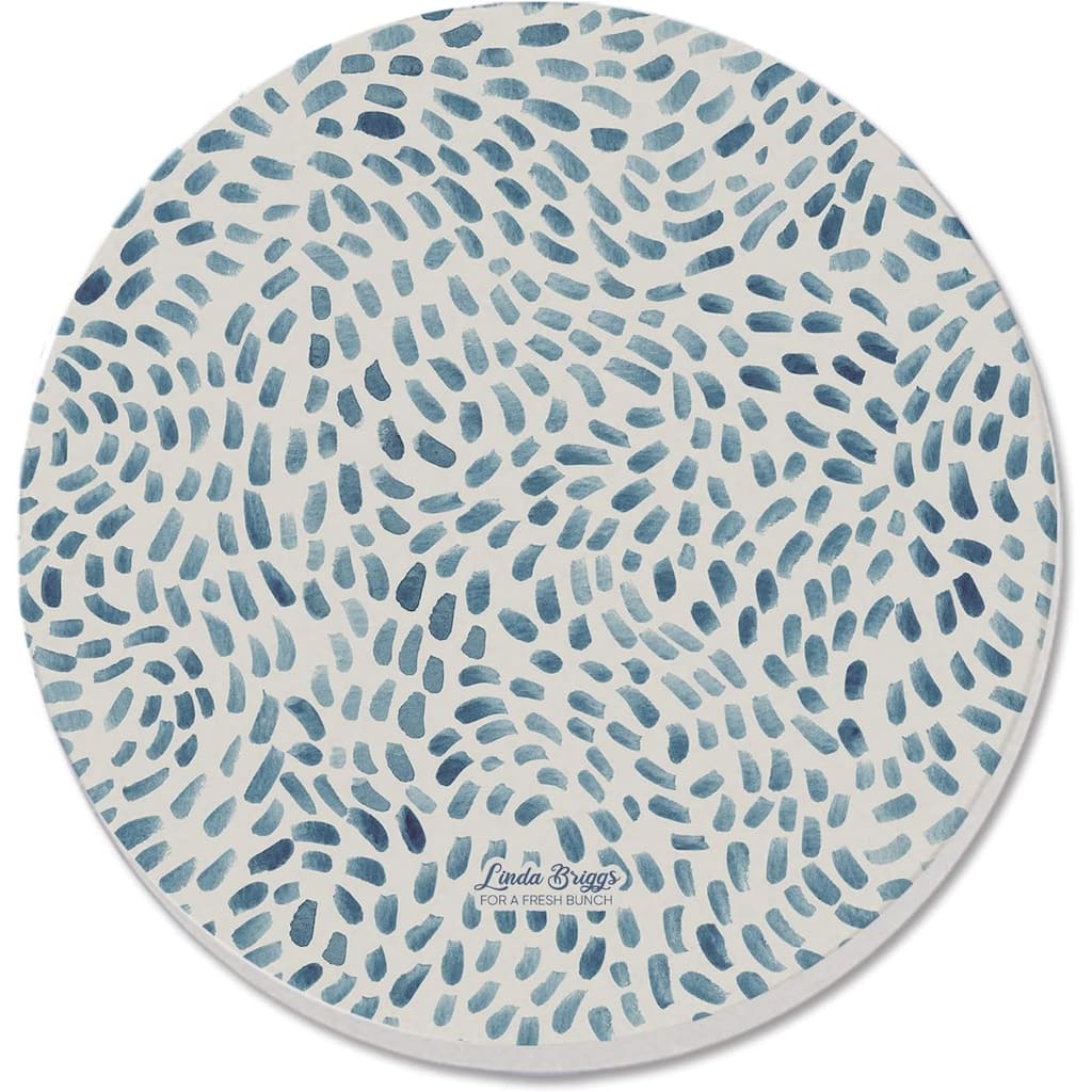 Drift Marks Round Absorbent Stone Coaster 4 Pack with Protective Cork Backing Manufactured in The USA