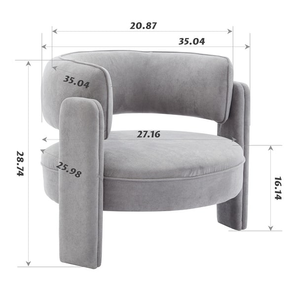 dimension image slide 0 of 4, Modern Relvet Accent Chair with Spacious Round Seat for Living Room