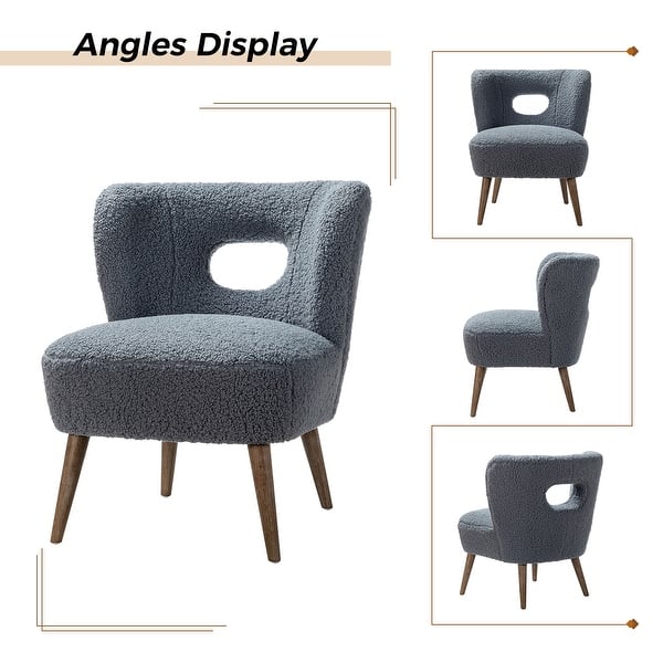 dimension image slide 15 of 16, Dulcinea Ullna Lambskin Sherpa Upholstery Accent Chair by HULALA HOME