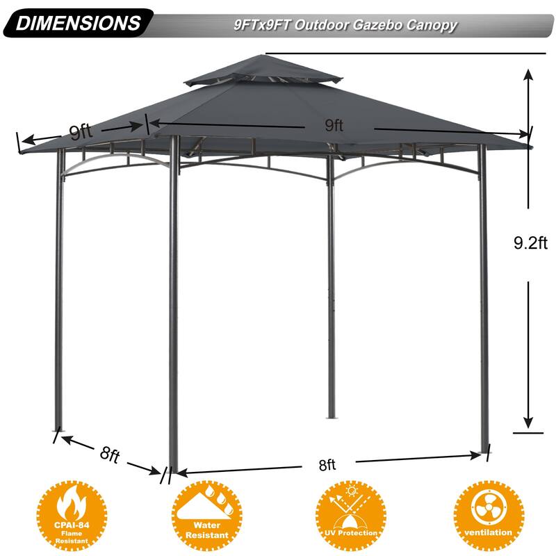 ABCCANOPY Patio Gazebo with Double Roof and Durable Canopy