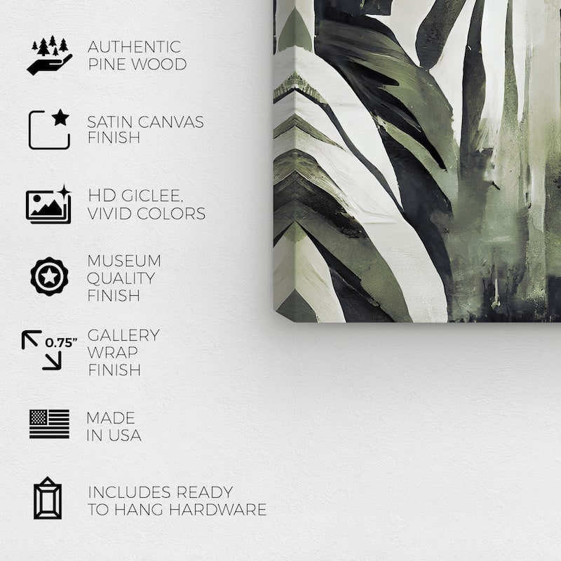 Wynwood Studio Canvas Abstract Jungle Fern Fade Green and Army Green Modern & Contemporary Wall Art Canvas Print