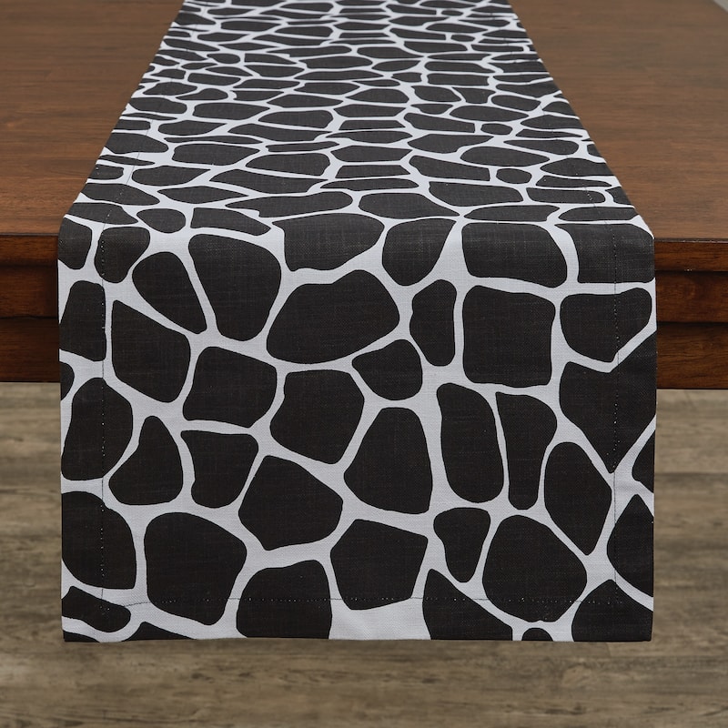 Split P Black Giraffe Printed Table Runner 72''L - 15" X 72"