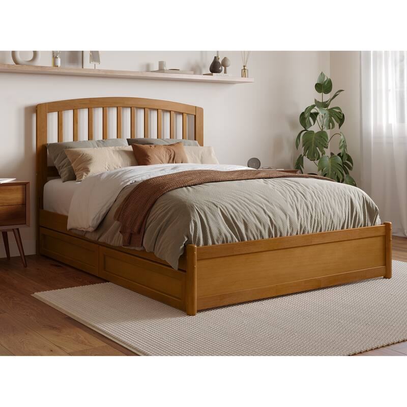 Lucia Platform Bed with Panel Footboard and Storage Drawers - Light Toffee - Full