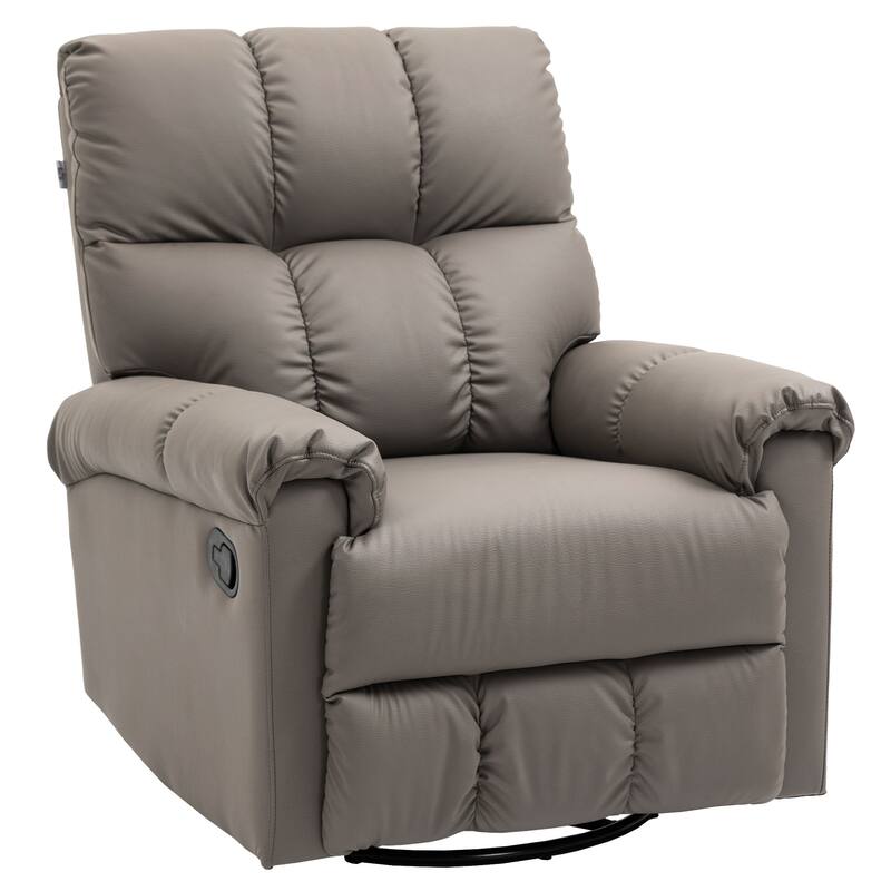 HOMCOM Modern Recliner Chair, Faux Leather Recliner Seating with Footrest and 360 Swivel Rotation Base, Brown