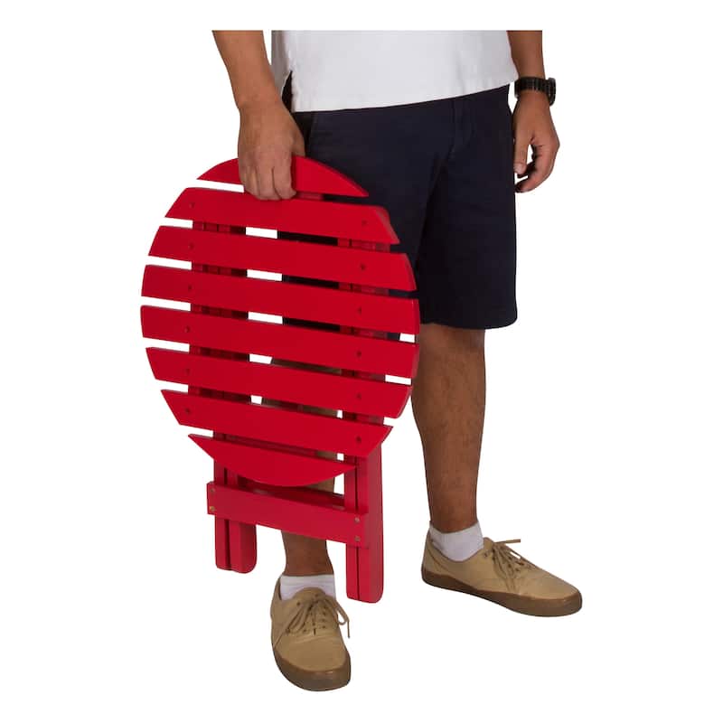Remedy 19" Assembled Cedar Wood Round Collapsible Folding Table