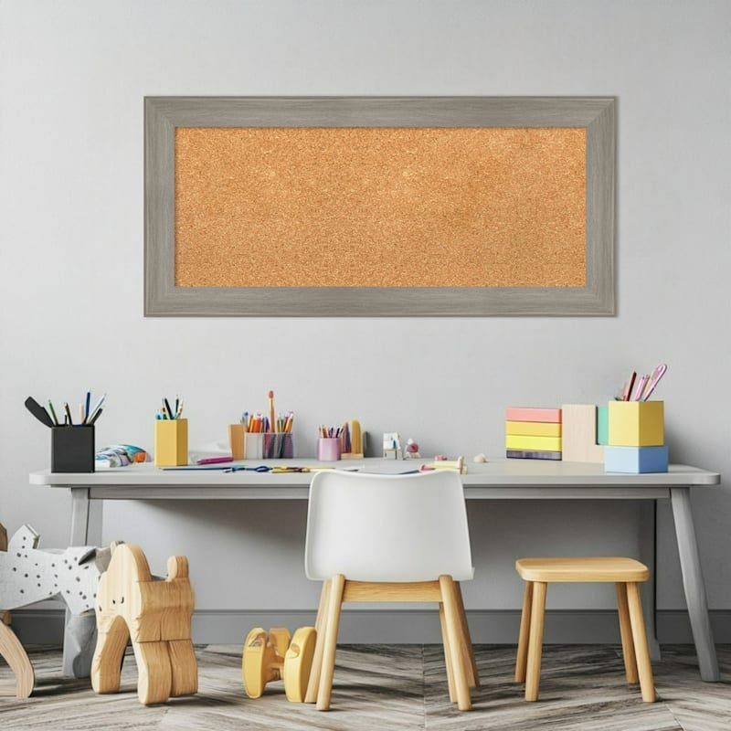 Grand Greywash Narrow Framed Cork Board - Bulletin Board, Organization Board, Pin Board