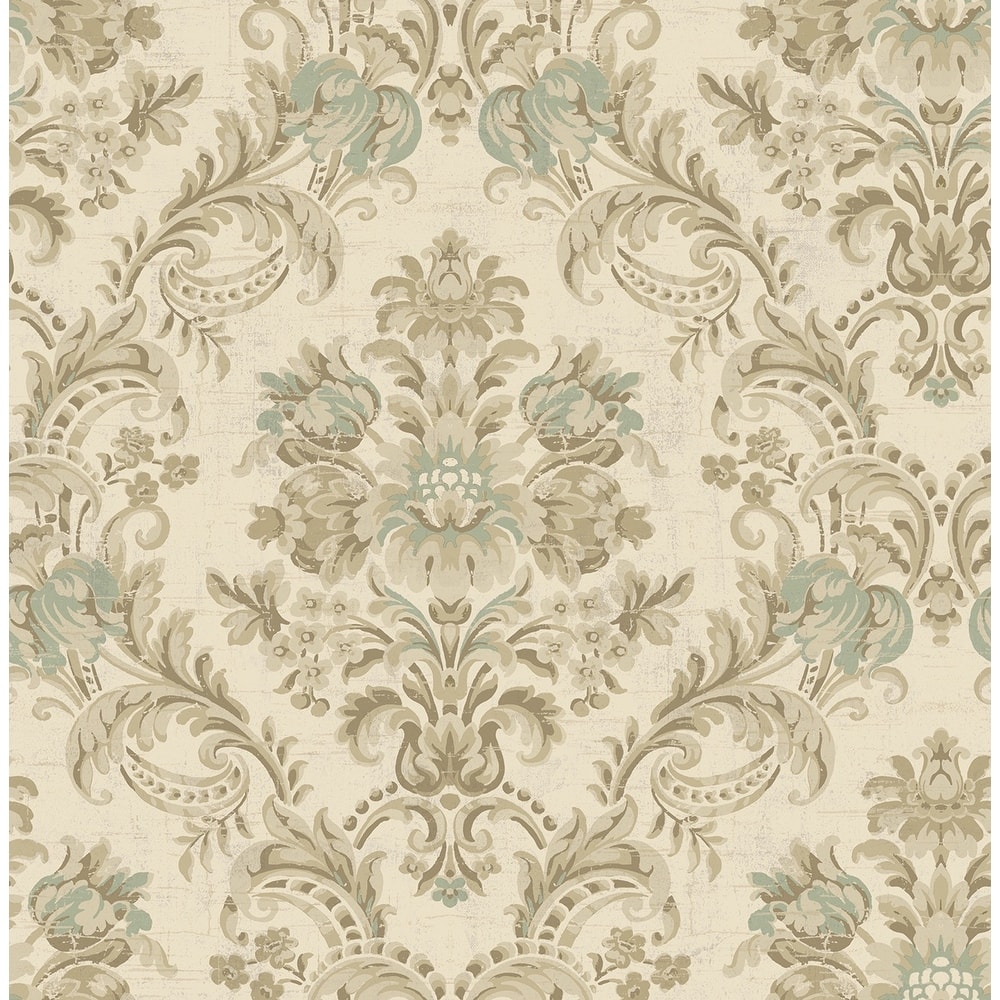 Seabrook Designs Berit Floral Damask Unpasted Wallpaper