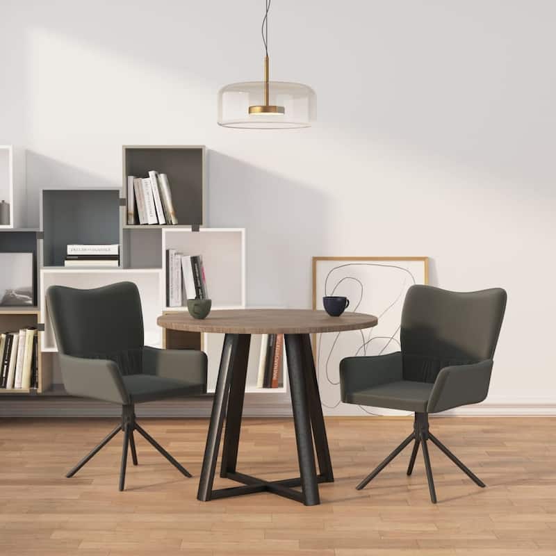 vidaXL Swivel Dining Chairs 2 Pcs Upholstered Accent Leisure Side Chair Velvet - 21.7" x 22" x 33.7" - Dark gray