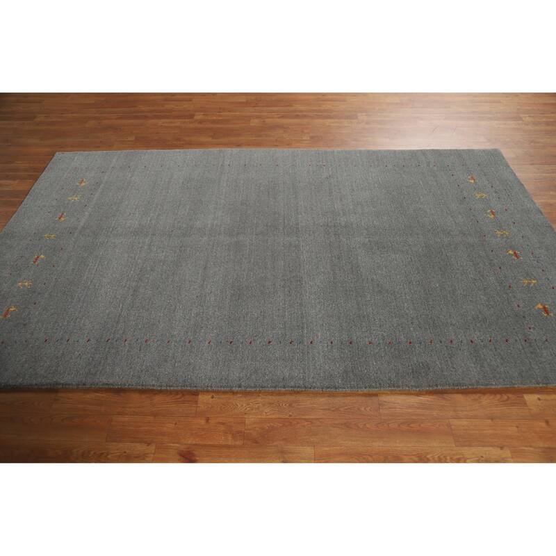 Tribal Gray Gabbeh Indian Area Rug Handmade Wool Carpet - 4'9" x 7'10"