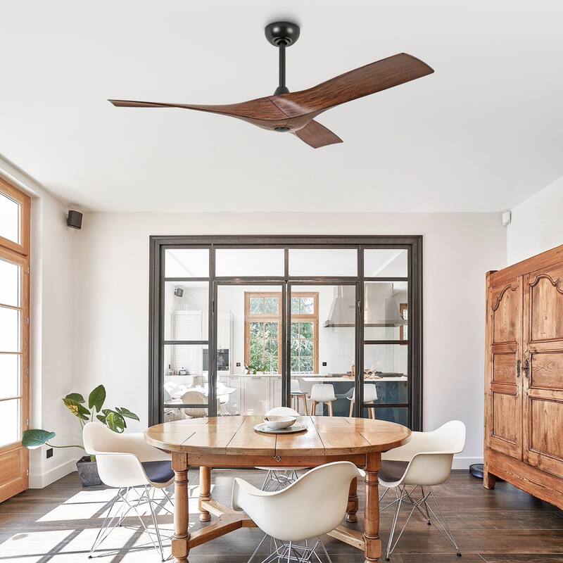 52" Erin Modern Industrial Black & Walnut Ceiling Fan