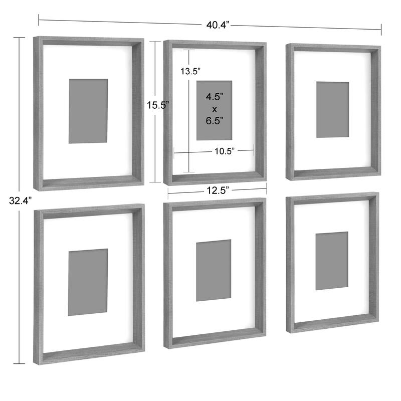 Kate and Laurel Calter 6 Piece Framed Black and White Print Art Set