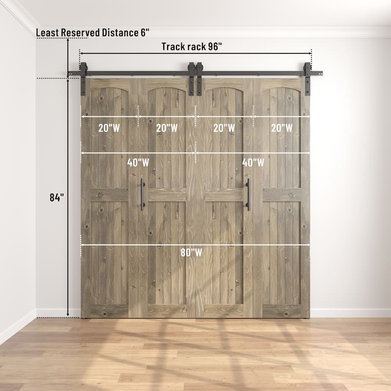 Coast Sequoia Arch Top 30in./36in./48in./60in./72in./96in. x 84in. Knotty Pine Wood Unfinished Bi-Fold Door With Hardware Kit
