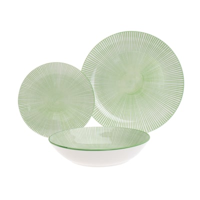 Laura Green Porcelain 12 Piece Dinnerware Set, Service For 4