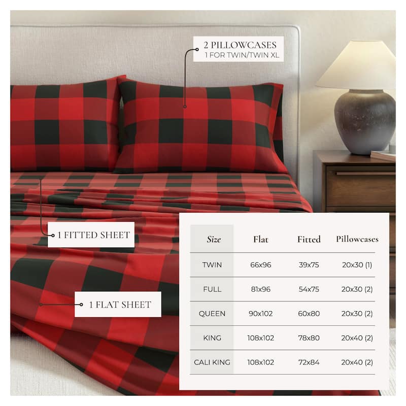 Linery & Co. Turkish Cotton Double-Brushed Printed Flannel Bed Sheet Set