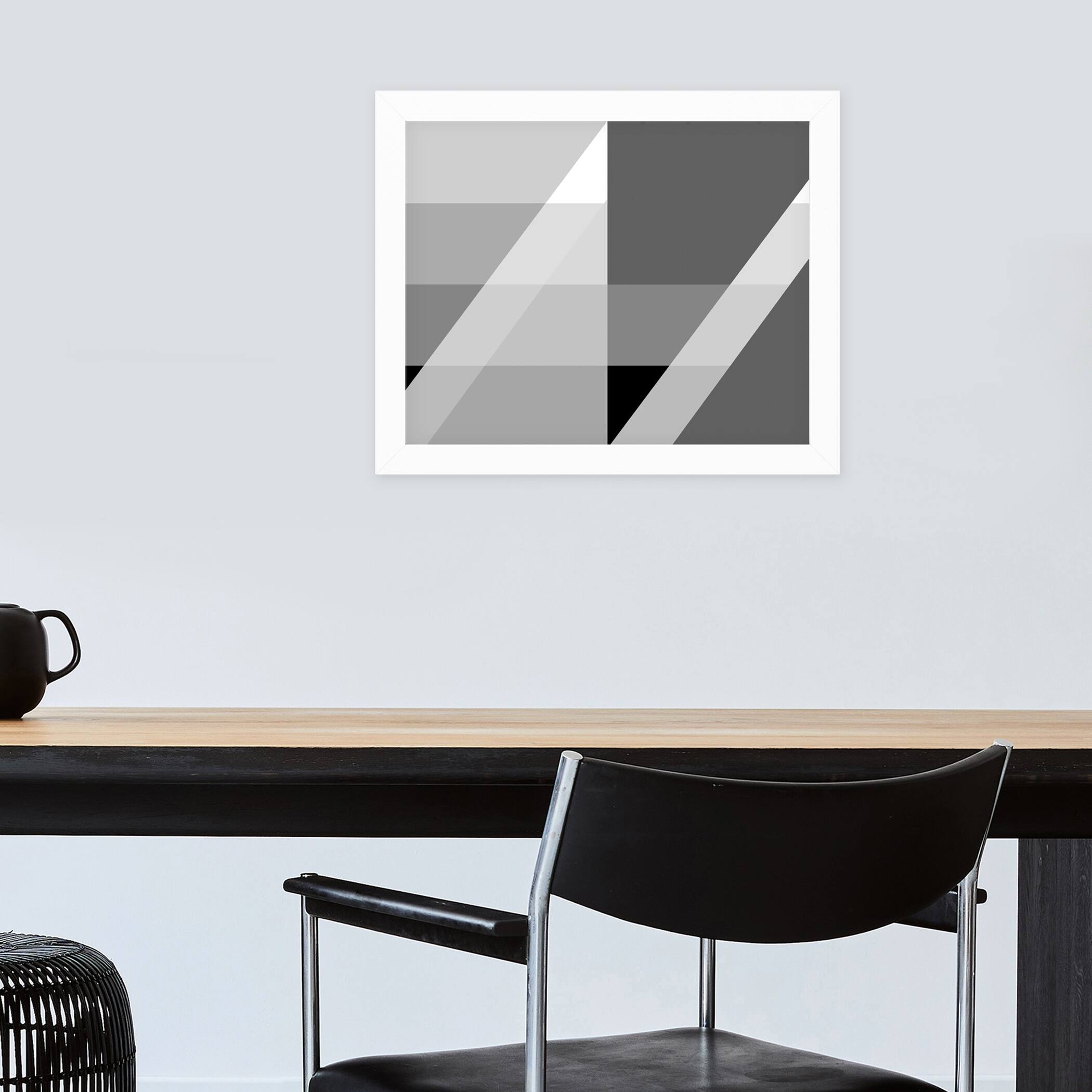 Nature Creative Abstract Lines Collection Framed Wall Art Grey