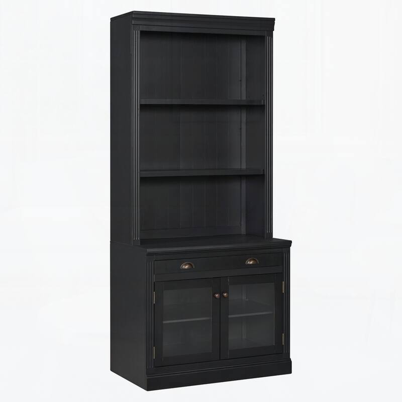 Modern Bookcase with 2 Glass Doors and 1 Drawer