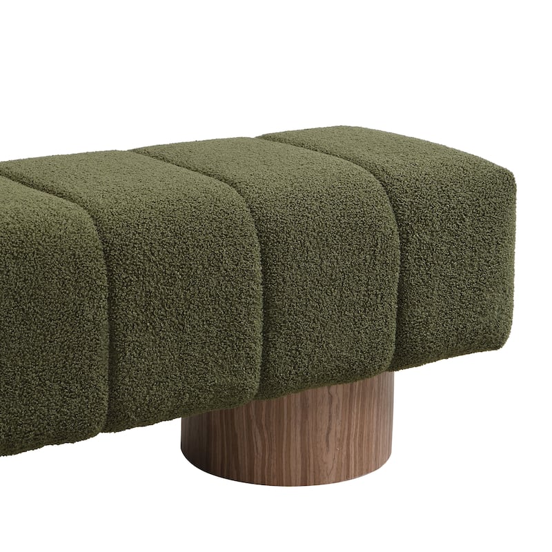 Roomfitters Upholstered Dining Bench, Boucle Fabric with Wood Base, Entryway or Bedroom Accent Bench