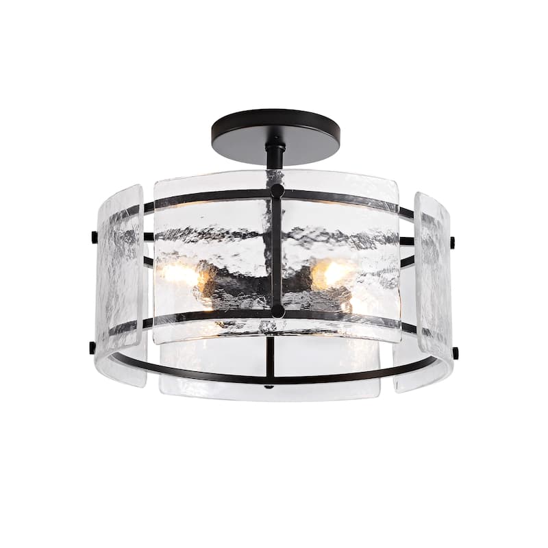 Laia 4-Light Water Textured Glass Drum Flush Mount