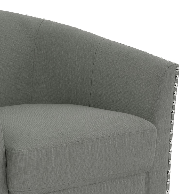 George 2 Set 30"W Upholstered Swivel Barrel Chair with Nailheads