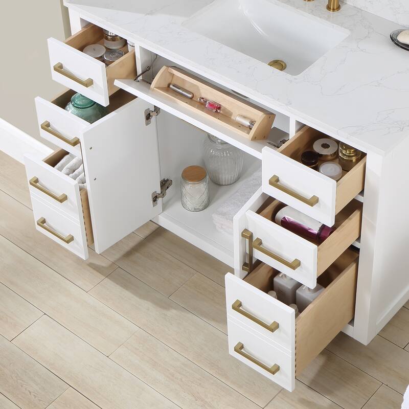 Altair Gavino Bath Vanity with Grain White Composite Stone Top, no Mirror