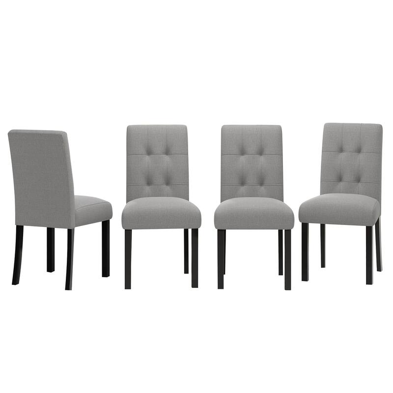 Roomfitters 4-Piece Modern Tufted Dining Chairs, Linen Upholstered Accent Chairs with High Back, Solid Wood Legs