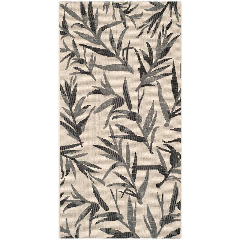 SAFAVIEH Courtyard Erminia Indoor/ Outdoor Waterproof Patio Backyard Rug - 2'7" x 5' - Beige/Anthracite